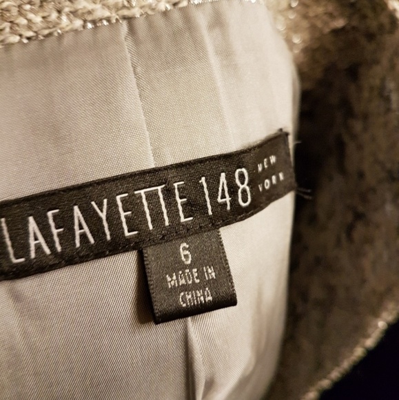 Lafayette 148 Silver Shimmer Mandarin Jacket Wool Luxury Asian Office Spring - Picture 5 of 15